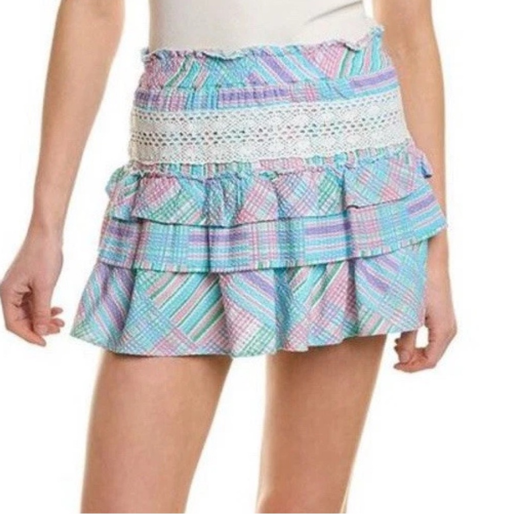 NWT!! LoveShackFancy / XS / Corbett Skirt Candyland Print Tiered Ruffle Plaid
